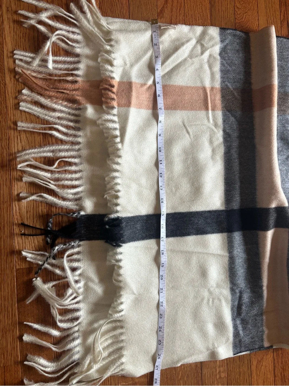 Cream Plaid Fringe Scarf - Women Accessories